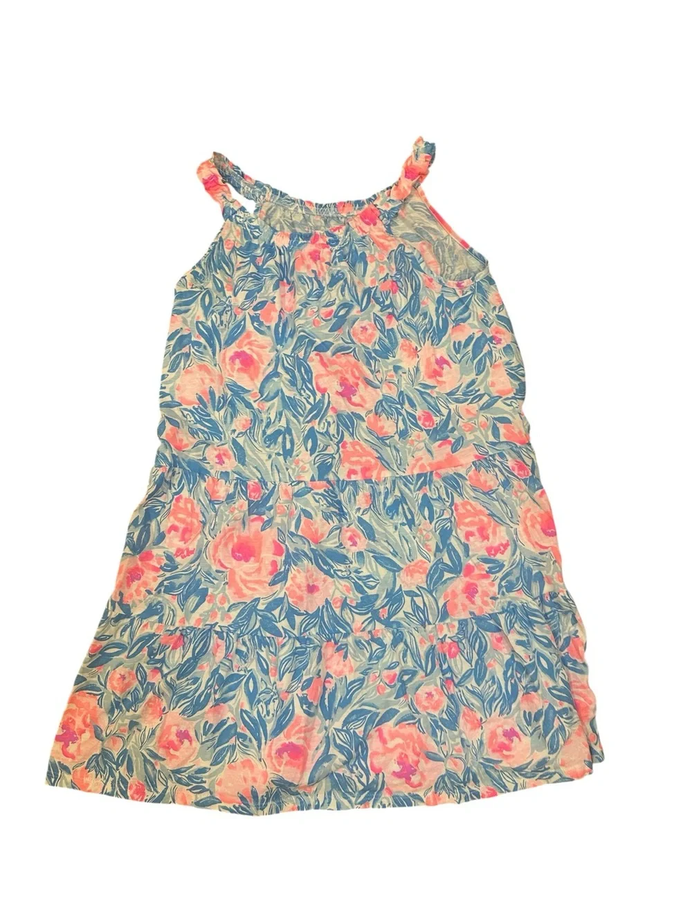 Lilly Pulitzer Girls Floral Sundress Pink and Blue Size Large (8-10)